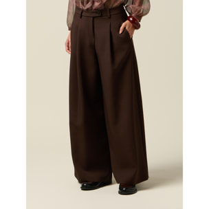 Oltre - Pantaloni palazzo con pinces - Marrone