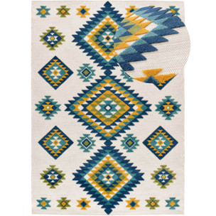 MILA Alfombra étnica con relieve de exterior-interior multicolor, varias medidas disponibles.