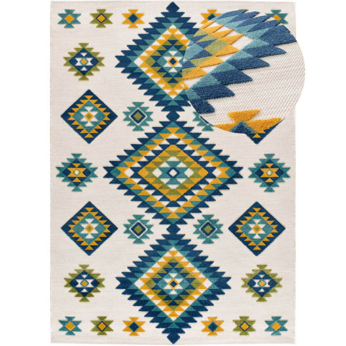 MILA Alfombra étnica con relieve de exterior-interior multicolor, varias medidas disponibles.