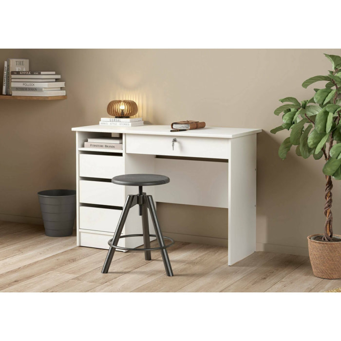 Scrivania Franklin, Scrittoio multiuso, Tavolo per ufficio porta PC, Piano di lavoro, 109x49 h76 cm, Bianco