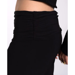 Pantalón recto con pieza drapeada en la cintura