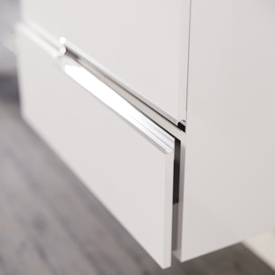 Meuble de salle de bains 80cm Blanc Glossy 2 tiroirs avec Vasque céramique blanche - ONE