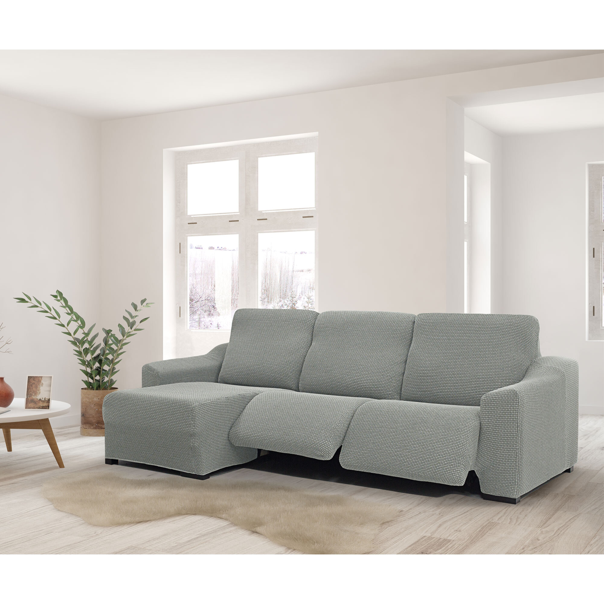 Funda para Chaise Longue izquierda (visto de frente ) brazo corto SÚPER ELÁSTICA con RELAX modelo HELENA