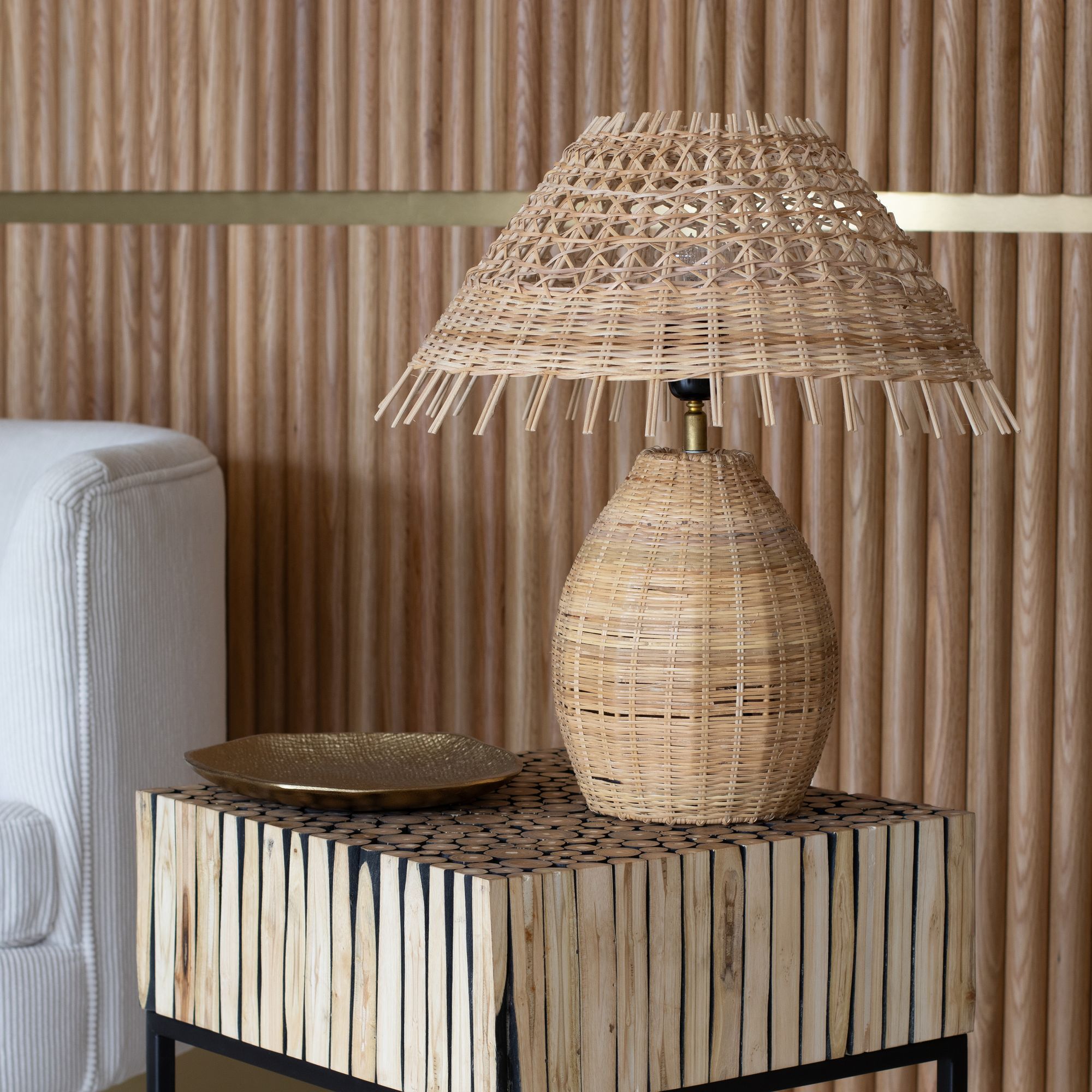 Lampe à poser en rotin h44cm JOYCE