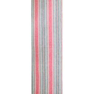 Chemin de table pur lin lavé 200 g/m² rayé rose gris Sombrilla corail