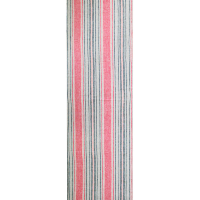 Chemin de table pur lin lavé 200 g/m² rayé rose gris Sombrilla corail