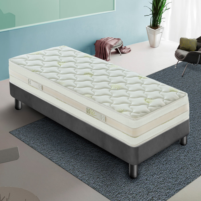 Materasso 90x190 Memory Foam - Altezza 25 cm - 9 Zone di comfort - Sfoderabile - RIvestimento Aloe Vera