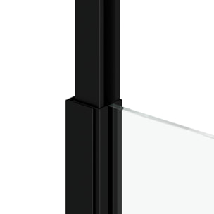 Pare baignoire 75x153cm extensible jusqu’à 202cm - aluminium noir mat - verre trempé 6mm - STRETCHY