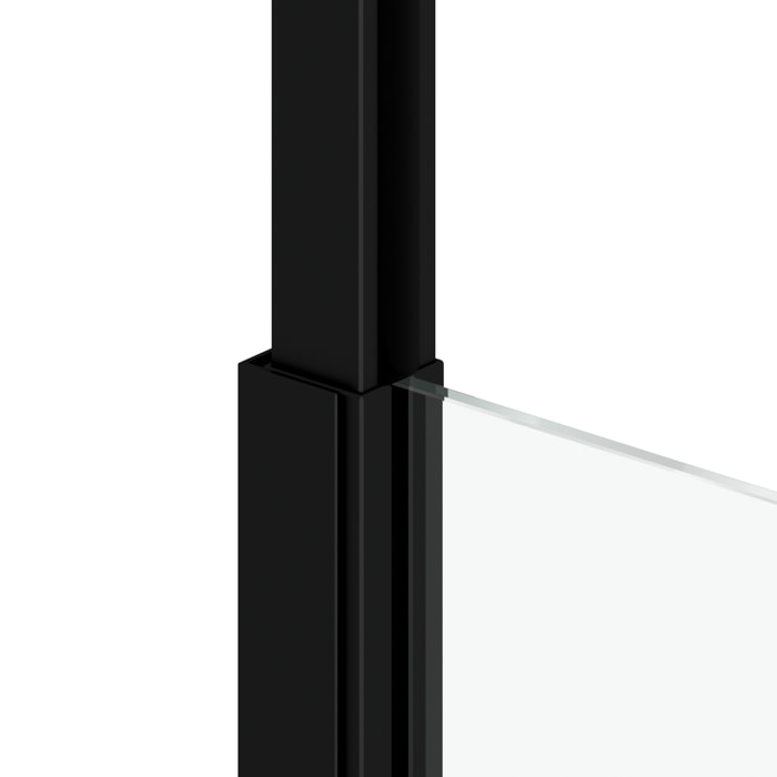 Pare baignoire 75x153cm extensible jusqu’à 202cm - aluminium noir mat - verre trempé 6mm - STRETCHY