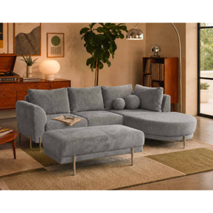 Gabin - pouf en velours texturé - Gris clair