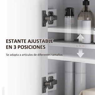 Armario de Pared para Baño Multiusos Mueble de Baño Suspendido Armario Colgante de Almacenamiento con 2 Puertas de Ratán PE Estante Ajustable 60x19,5x49,4 cm Blanco