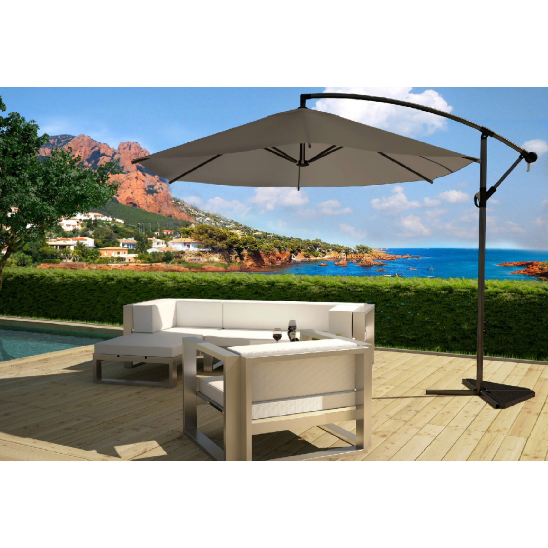 Parasol déporté Ø 3m gris FREY