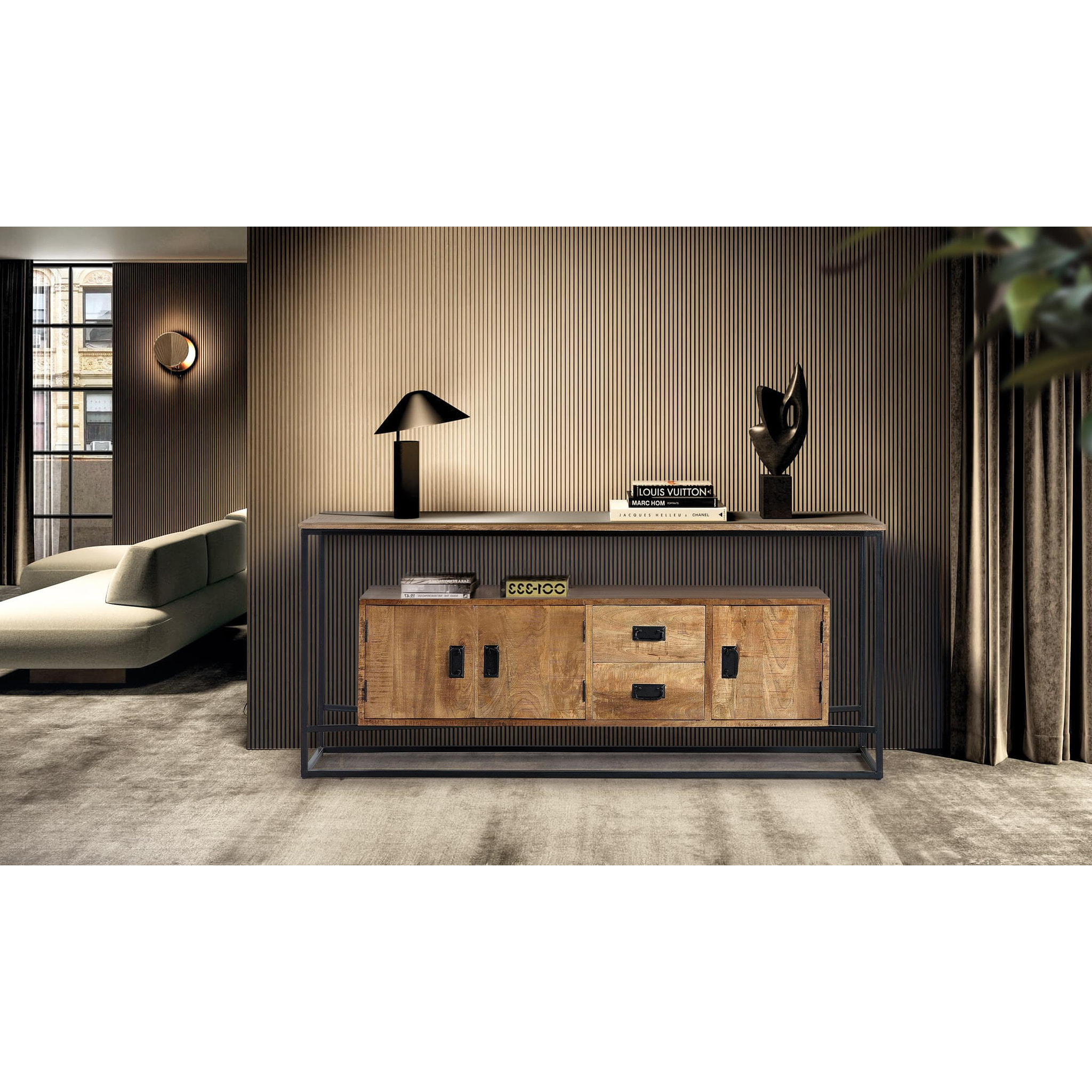 Aparador de Madera de Mango Estilo Industrial
