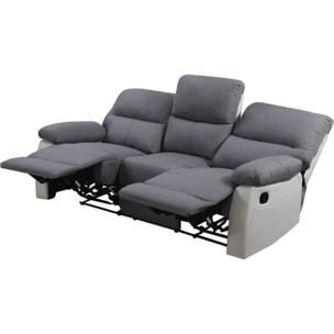 Canapé relax "Lincoln" - 197 x 89 x 103 cm - 3 places - Blanc / Gris clair