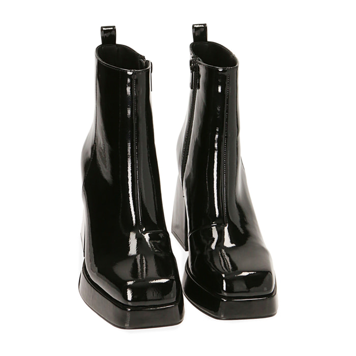 Botines naplack negros, tacón 9 cm