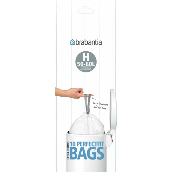 Sac poubelle BRABANTIA 50 à 60L - 10 sacs - H