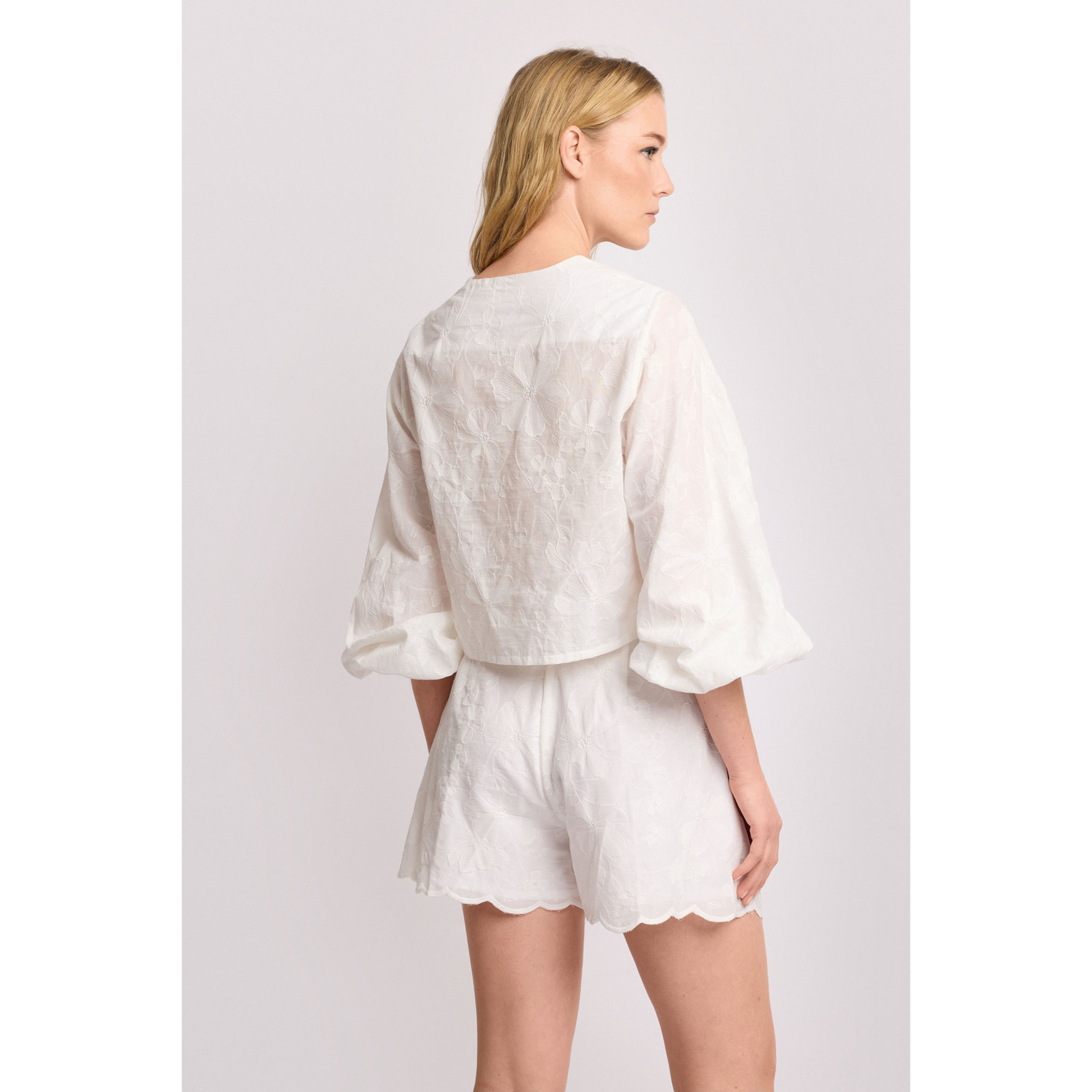 Kocca - Blusa ricamata in puro cotone Donna, Tinta unita, Girocollo