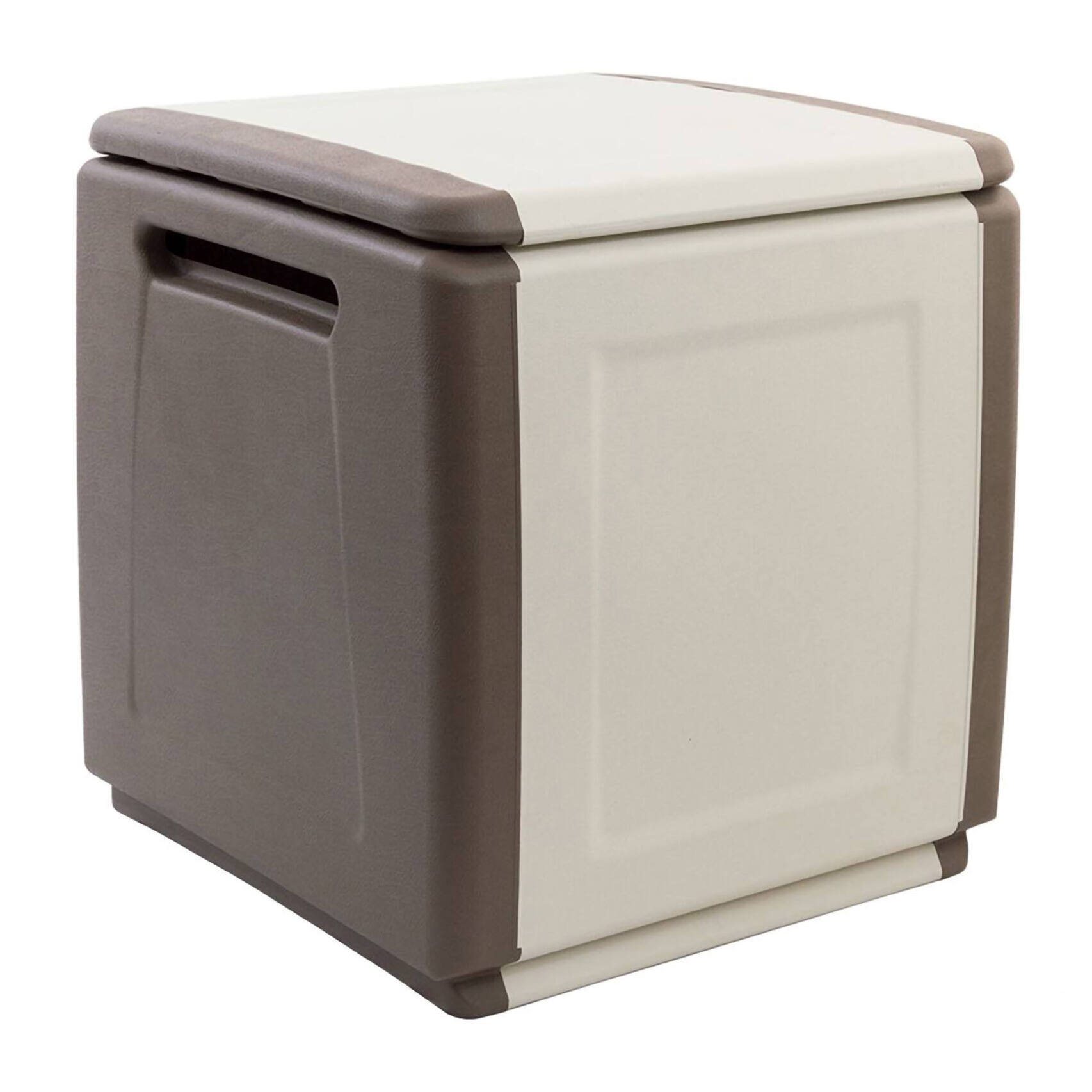Baule Azziuro, Cassapanca multiuso, Baule contenitore, Box portaoggetti, 100% Made in Italy, 54x53h57 cm, Beige e Marrone