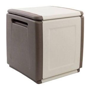 Baule Azziuro, Cassapanca multiuso, Baule contenitore, Box portaoggetti, 100% Made in Italy, 54x53h57 cm, Beige e Marrone