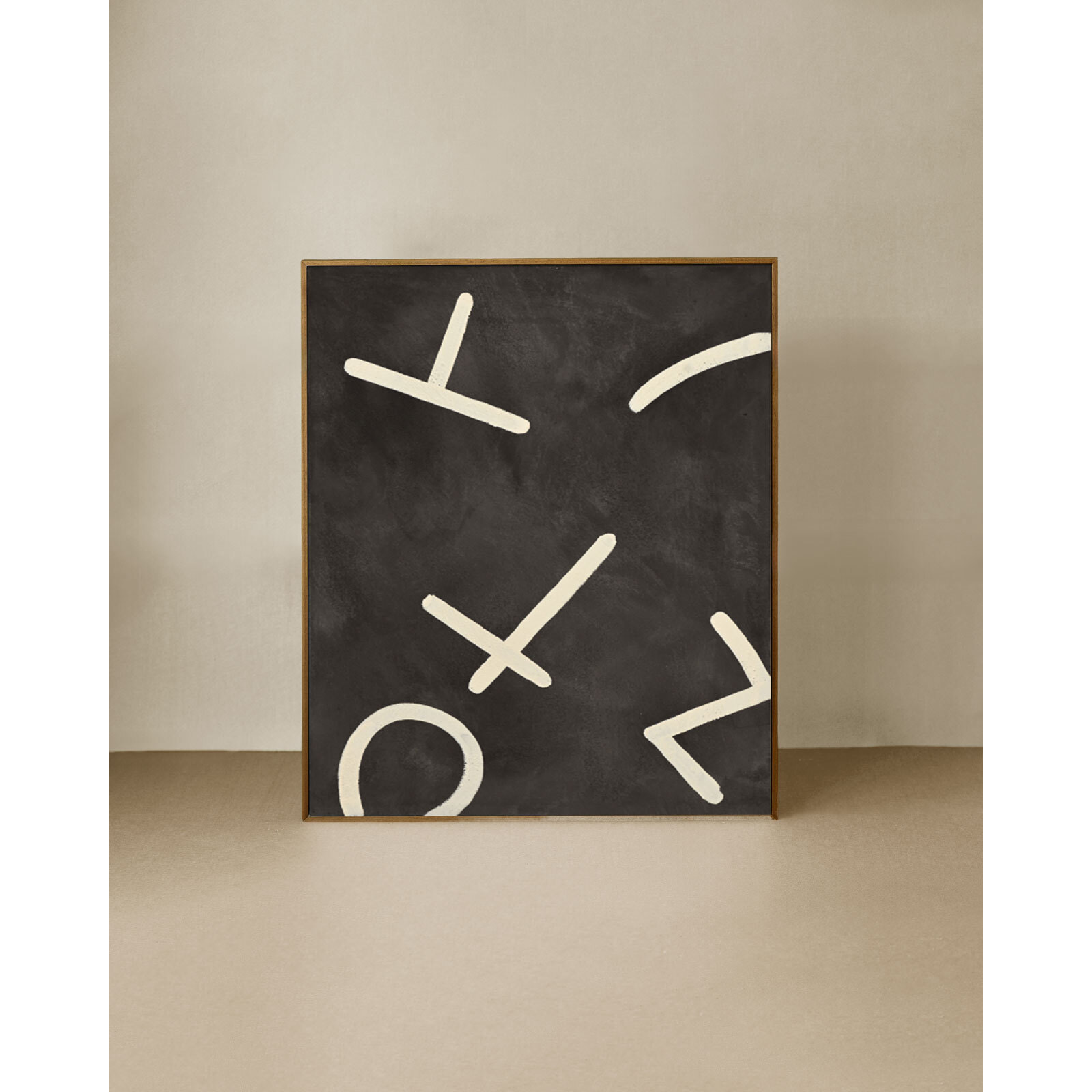 Tableau noir et blanc décoratif sur coton avec cadre en bois peint à la main à la peinture à l'huile en différentes tailles