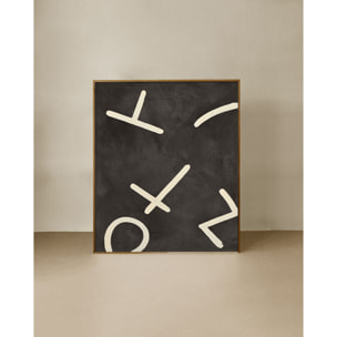 Tableau noir et blanc décoratif sur coton avec cadre en bois peint à la main à la peinture à l'huile en différentes tailles