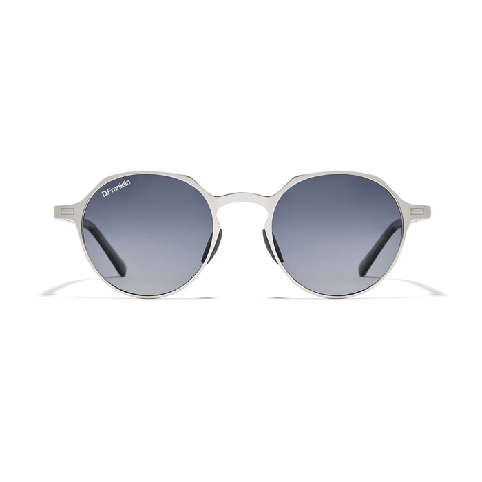 Gafas De Sol D. Franklin Ultra Light S Round Metal Silver / Gradient Smoke