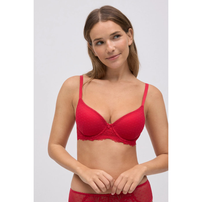 Reggiseno con ferretto, imbottitura in pizzo e plumetis