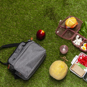 Lunch Bag Gris Zippe 25.4x20.3x12.7cm