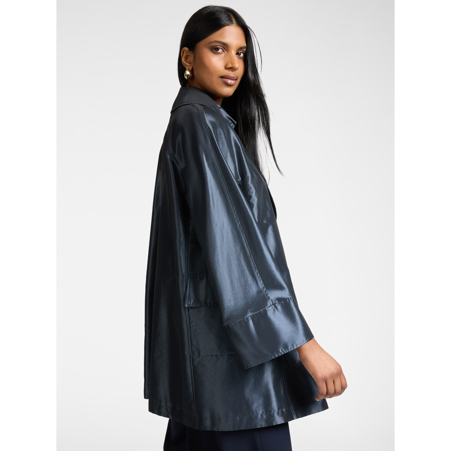 Elena Mirò - Chaqueta larga de tafetán - Azul