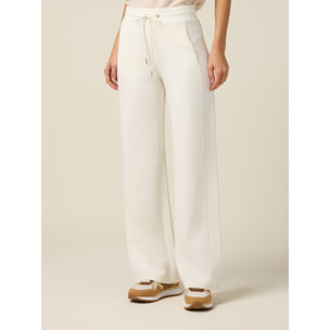 Oltre - Joggers palazzo soft touch - Blanco