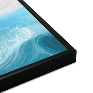 Affiche encadrée abstraite vague bleu et rose Affiche + cadre en métal - Noir