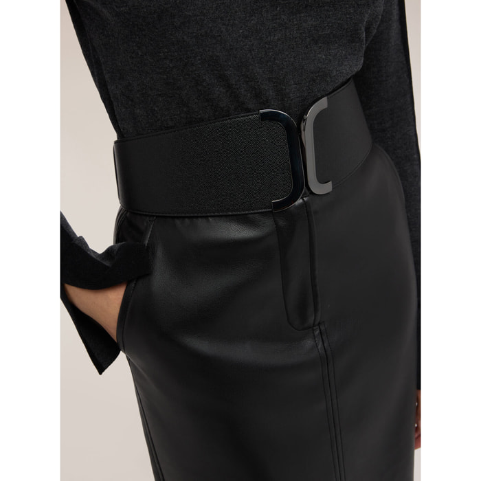 Motivi - Cinturón elástico con hebilla cuadrada metálica - Negro