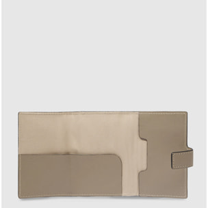 Piquadro Portacarte automatico in metallo e pelle, schermato con protezione RFID