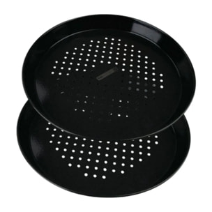 Lot de 2 plaques à pizza perforées rondes, four et barbecue 32 cm FM Professional Barbecue