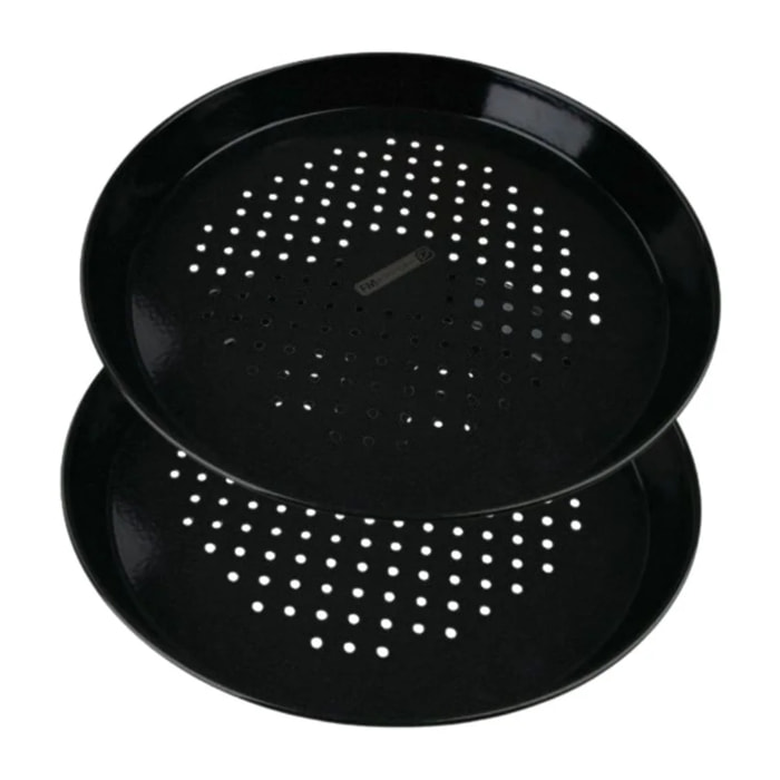Lot de 2 plaques à pizza perforées rondes, four et barbecue 32 cm FM Professional Barbecue