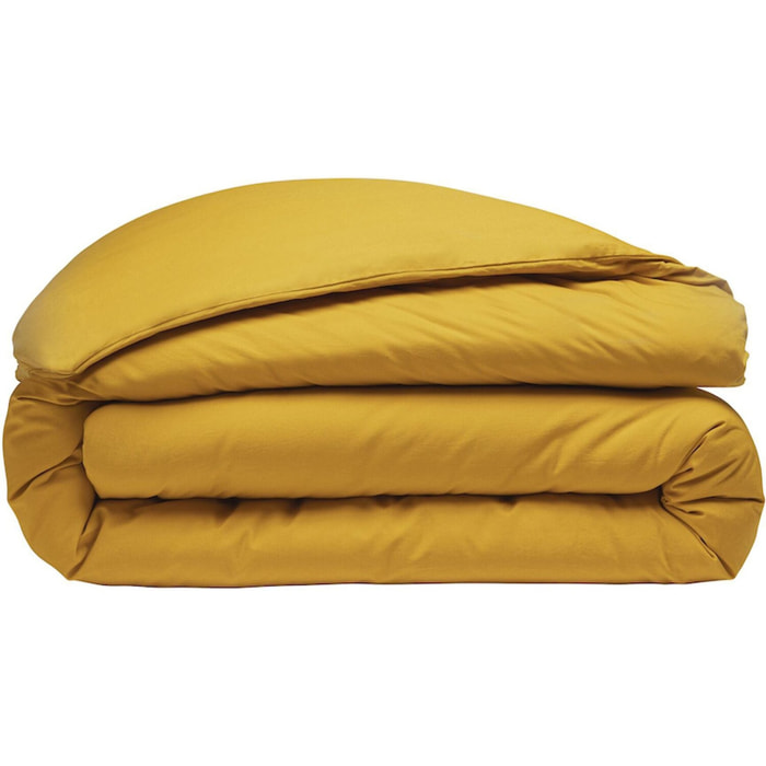 Housse de couette 100% percale coton lavé 80fils jaune
