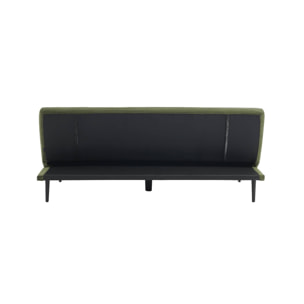 Canapé banquette convertible 3 places velours côtelé kaki piétement métal L 180 x P 100 x H 74.5 cm - Max