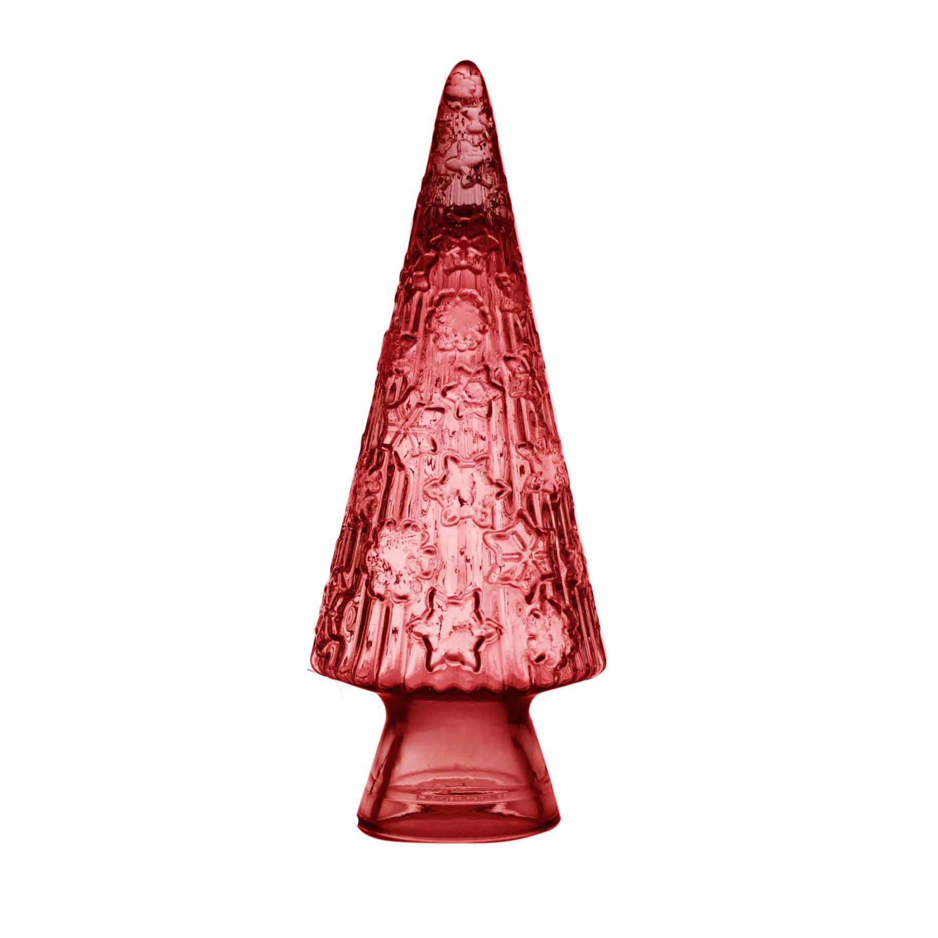 Albero Di Vetro. Altezza 43 Cm - Pezzi 3 - 13X34X13cm - Colore: Rosso - Bianchi Dino - Articoli Natalizi