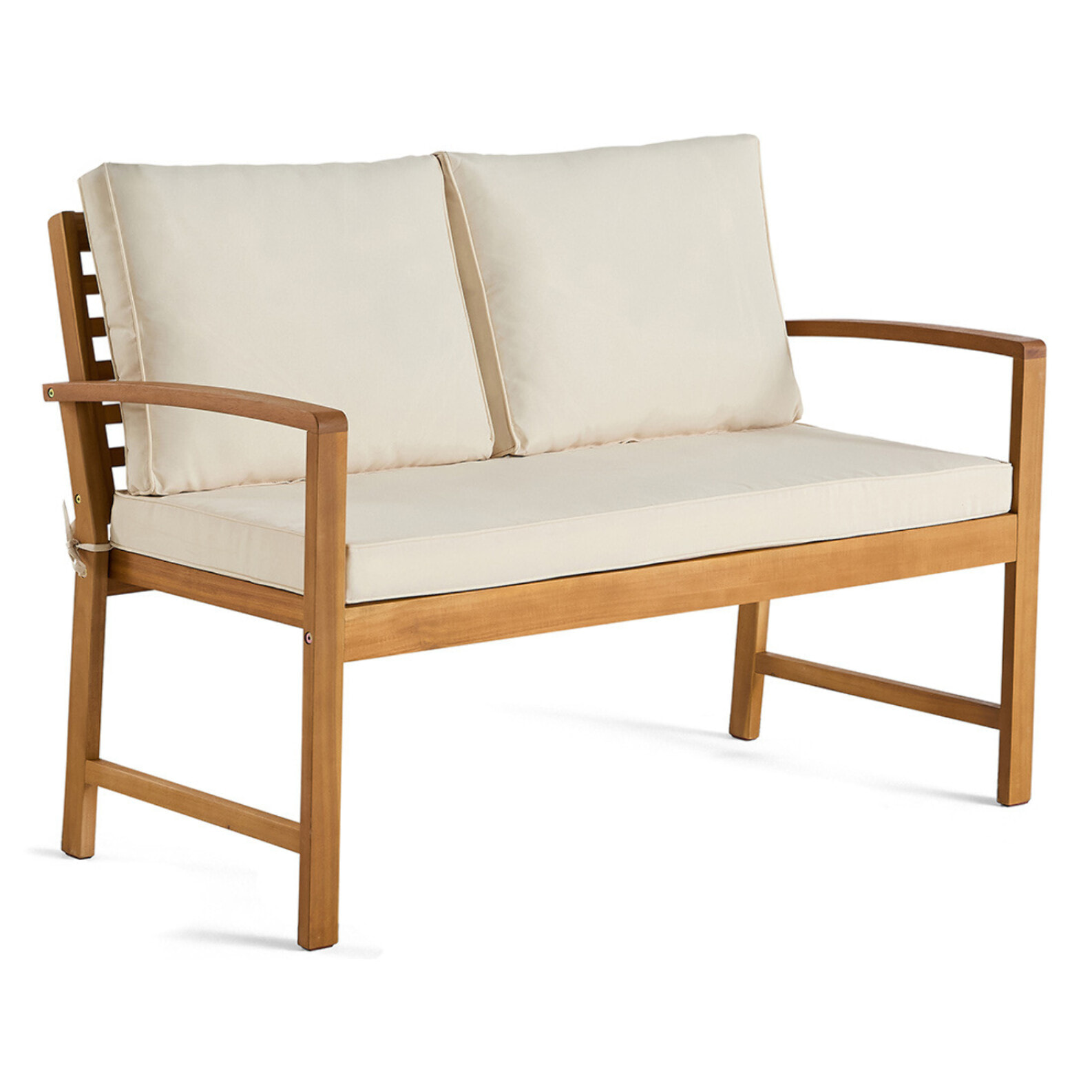 Kaili – salon de jardin en bois massif d'acacia - 4 places – coussins beige - Bois / Beige