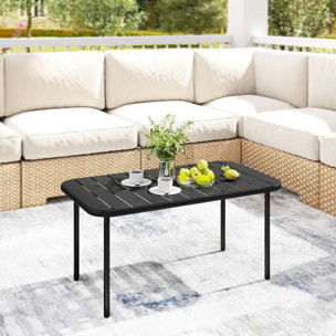 Table basse de jardin style néo-rétro rectangulaire arrondie métal noir