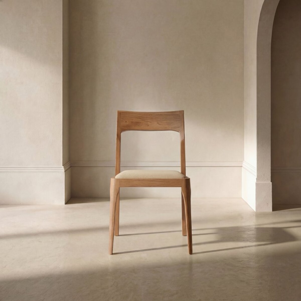 Chaise Nory -bois massif d'hévéa et tapisserie en tissu-couleur noyer 42 x 83 x 54 cm