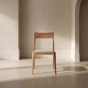 Chaise Nory -bois massif d'hévéa et tapisserie en tissu-couleur noyer 42 x 83 x 54 cm