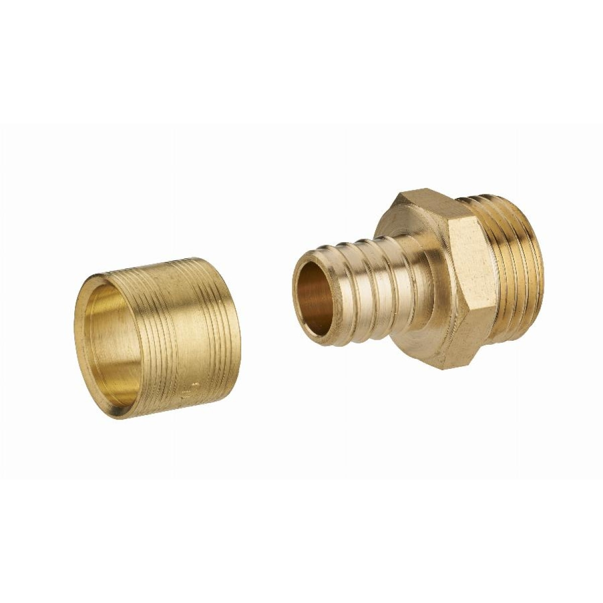 Raccord droit à glissement pour tube PER NOYON & THIEBAULT - Ø 12 mm à visser mâle M1/2' (15x21) Bague en laiton - 3186-1512L1