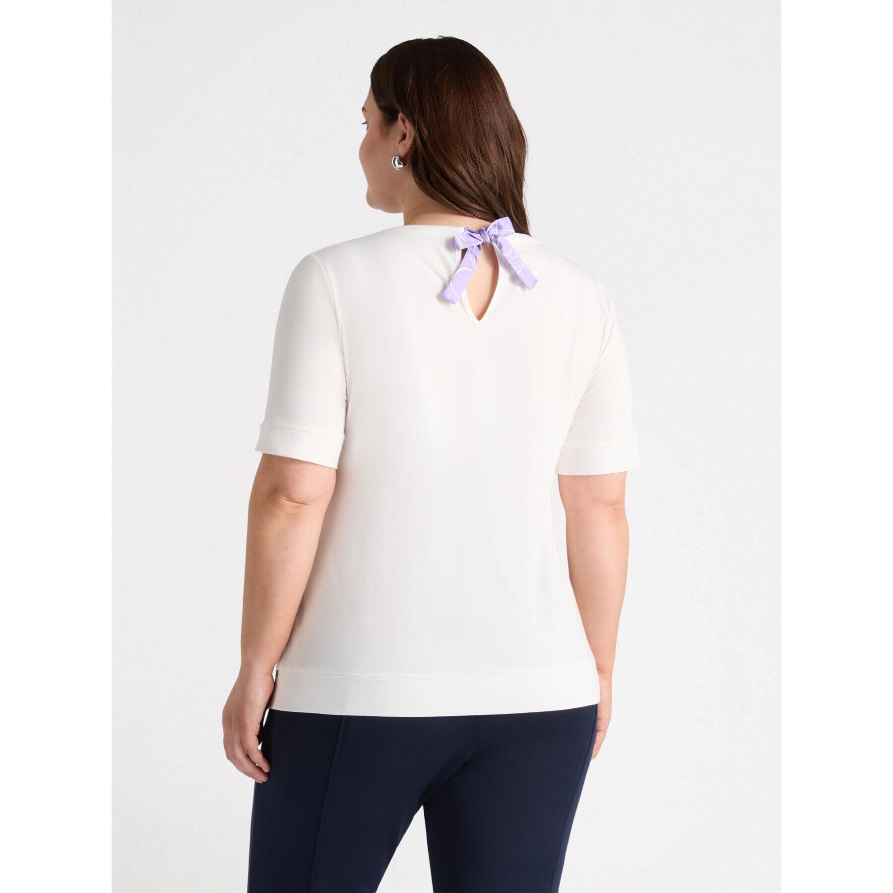 Fiorella Rubino - Camiseta con escritura y lazo. - Blanco