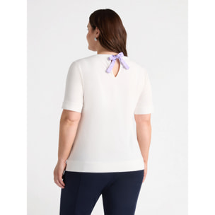 Fiorella Rubino - Camiseta con escritura y lazo. - Blanco