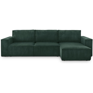 Canapé d'angle convertible 5 places en velours côtelé - HARPER