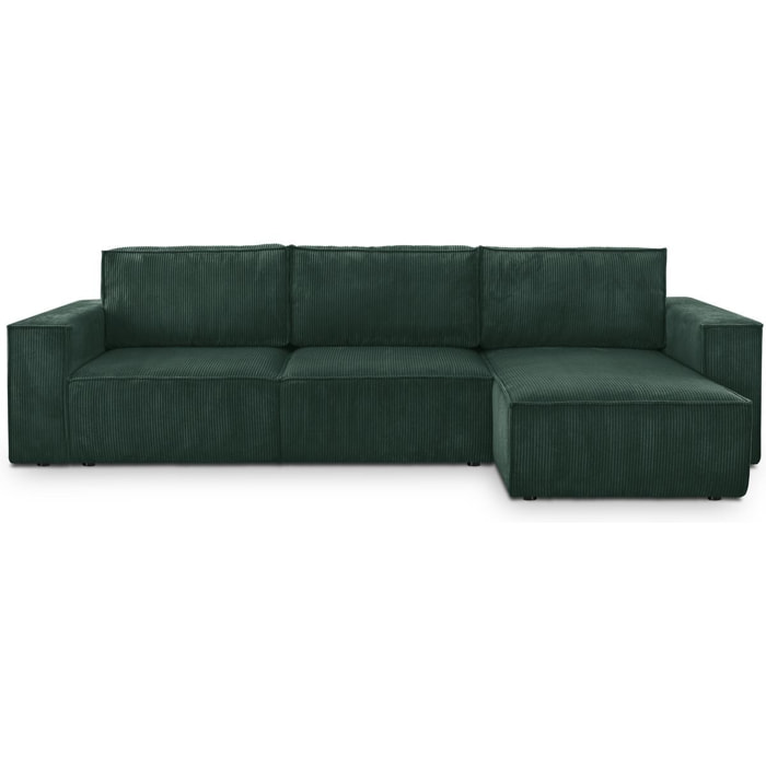 Canapé d'angle convertible 5 places en velours côtelé - HARPER