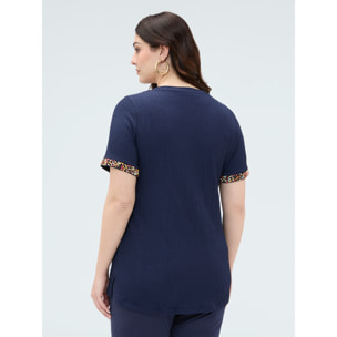 Fiorella Rubino - T-shirt in jersey con perline - Blu