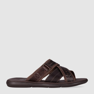 Sandalias de Piel - Marron - Tacón: Bajo