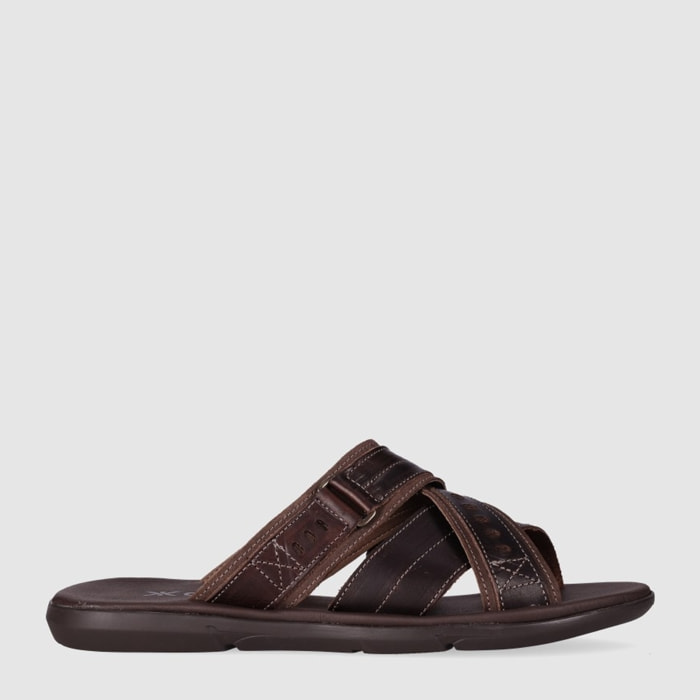 Sandalias de Piel - Marron - Tacón: Bajo